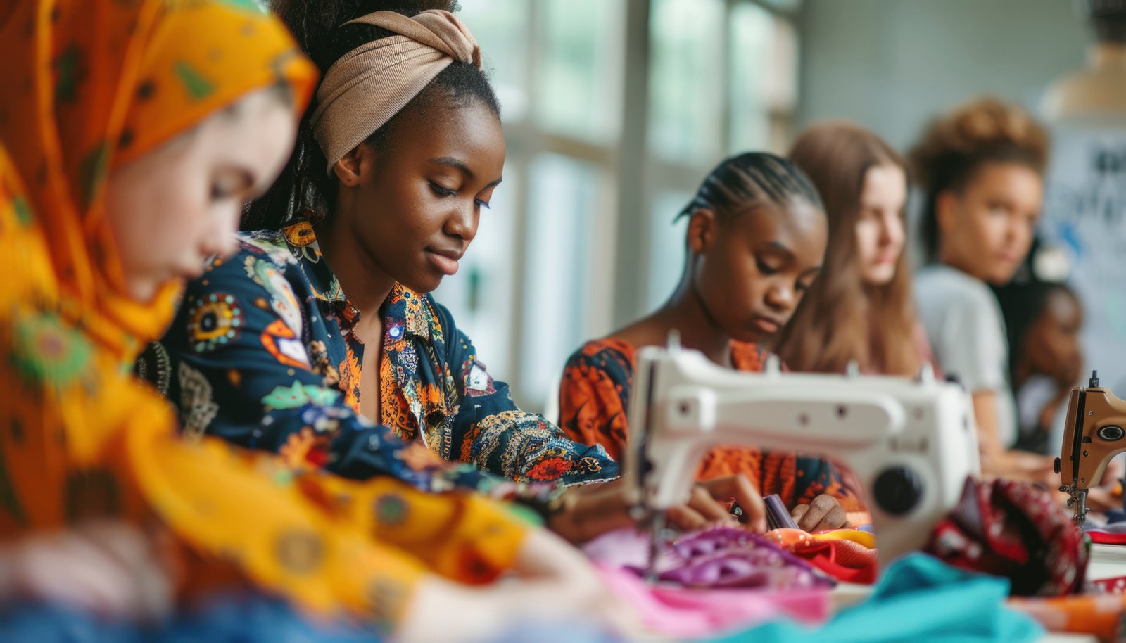 Vocational skills day — tailoring class for young women